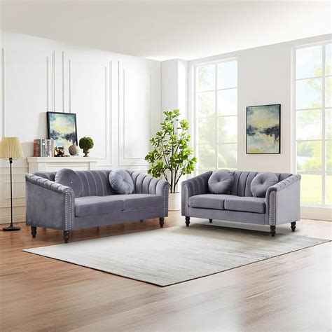 Amazon.com: Caberryne Velvet Sofa Sets Couch Sets for Living Room 76 ...
