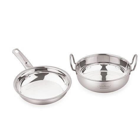 Buy Neelam Stainless Steel Induction Bottom Medium Fry Pan & Kadai ...
