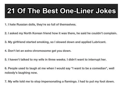 Funny Jokes One Liners Questions at Caroline Capps blog