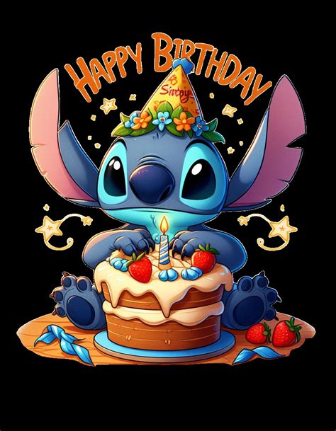 Stitch Birthday PNG - Etsy