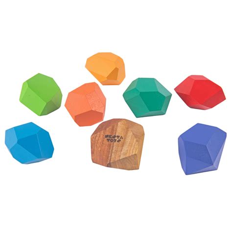 Wooden Stone Balancing Blocks | Sensory Toy | Rainbow Colored Wooden ...