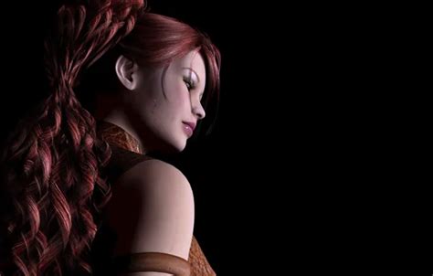 Wallpaper eyes, girl, face, rendering, hair, lips, profile, red for ...