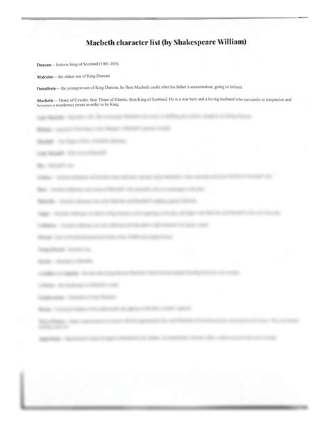 SOLUTION: Macbeth character list - Studypool