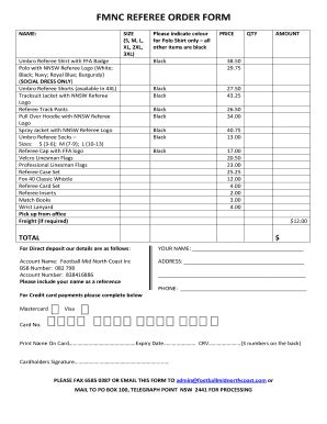 Fillable Online FMNC REFEREE ORDER FORM Fax Email Print - pdfFiller