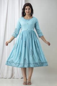 JaishreeFab Women Block Print Anarkali Kurta - Buy JaishreeFab Women ...