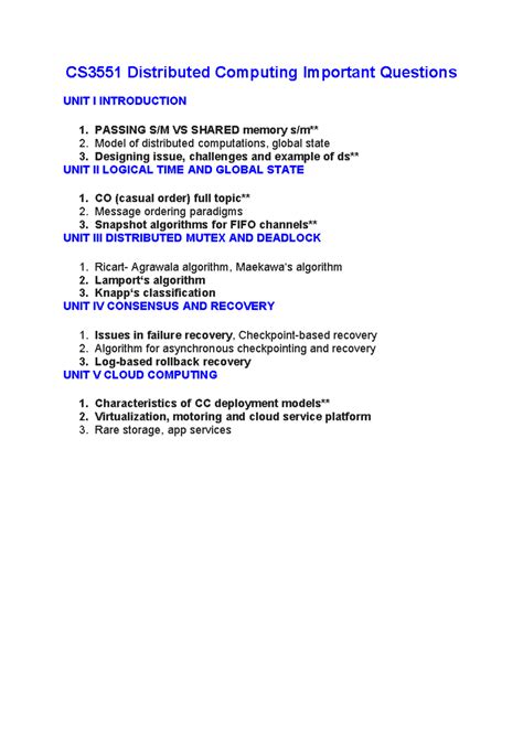 CS3551 Distributed Computing Important Questions - Studocu
