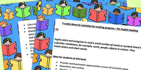 P Scales Ideas Activities for Tracking Progress English Reading