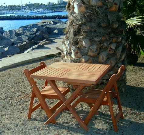 Square Wooden Folding Table with Two Folding Chairs