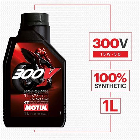 Motul 300V 104125 Factory Line Ester Core Fully Synthetic 15W-50 Petrol ...