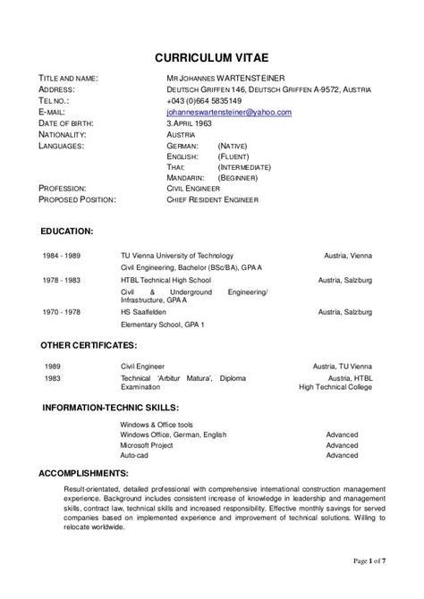 Example of Curriculum Vitae Format 的图像结果
