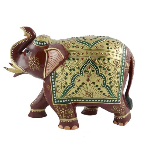 Kadamba wood Handcrafted and Hand painted Elephant with Patha Design