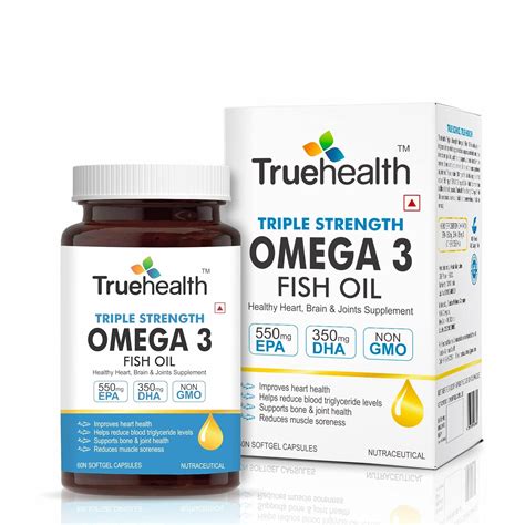 Truehealth Triple Strength Omega 3 Fish Oil with 550mg EPA & 350mg DHA ...