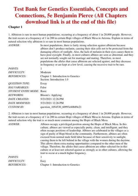 Genetics Essentials Test Bank | Concepts and Connections 5th Edition ...