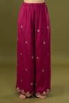 Buy Magenta Silk Embroidery, Gota Patti Floral Embellished Kurta ...