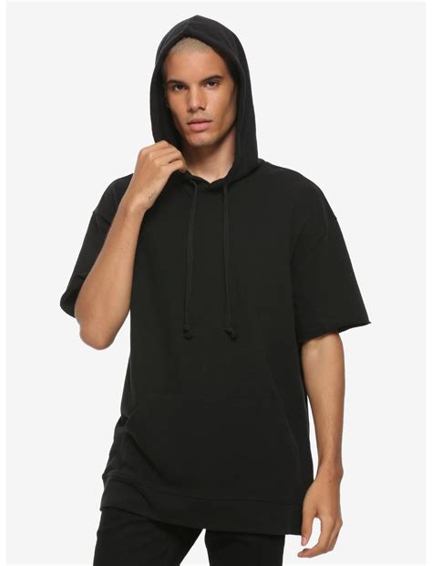 Solid Black Short-Sleeve Hoodie | Hot Topic