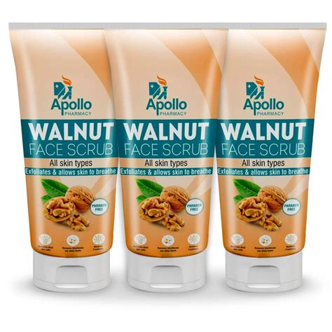 Apollo Pharmacy Walnut Face Scrub, 180 gm (3x60 gm) Price, Uses, Side ...