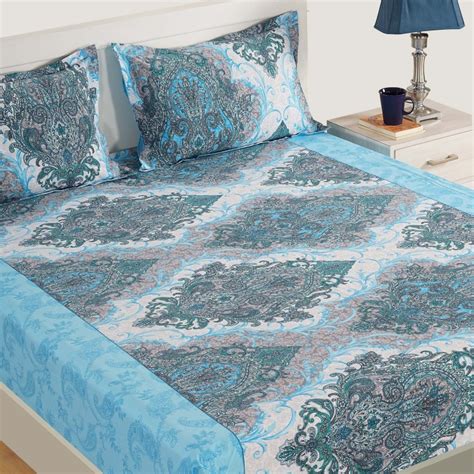 Buy SWAYAM Corsica Printed 3-Piece Extra Large Bedsheet Set - 270 x 270 ...