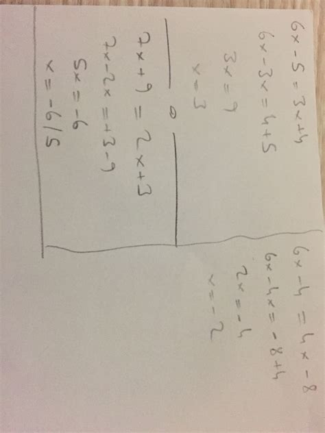 6x-5=3x+4 7x+9=2x+3 6x-4=4x-8 DENKLEMİN SONUÇLARI NELERDİR DETAYLI ANLATIRMISINIZ - Eodev.com