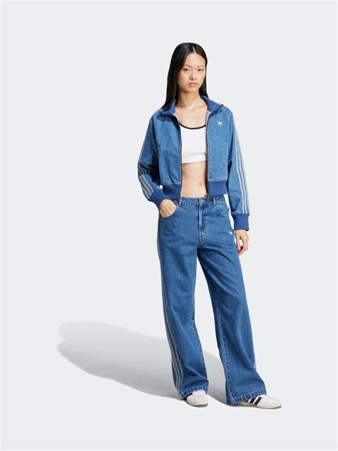 Buy adidas Originals Blue Adicolour Denim 3 Stripes Trousers from Next ...