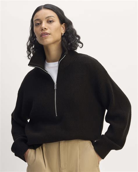 The Half-Zip in Everyday Cotton | Black - Everlane