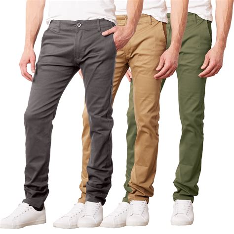 Mens Slim Fit Cotton Stretch Chino Pants (3-Pack) - Walmart.com