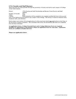 Fillable Online CNA Faculty and Staff Bursary Fax Email Print - pdfFiller