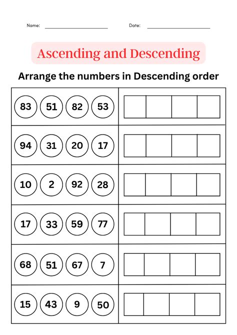 Image result for Ordering Numbers Worksheets Printable