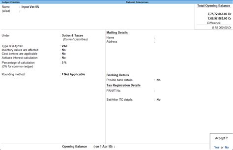 Defining Tax Rates at Ledger or Stock Item Level (VAT)