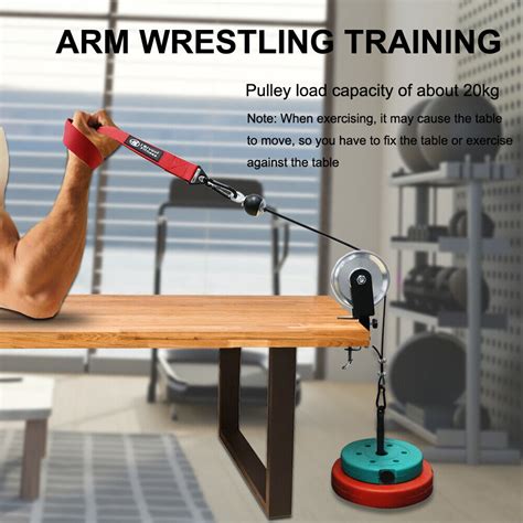 Buy Arm Wrestling Training Belt Table Pulley Cable System Set Forearm ...