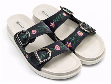 Floral Embroidered Double Buckle Comfort Sliders – Partap Shoes