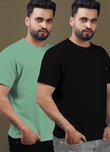 Yazole Solid Men Round Neck Black, Light Green T-Shirt - Buy Yazole ...