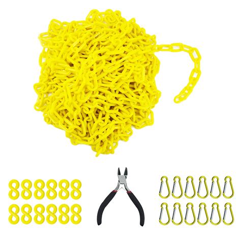 Reliabe1st 50 Feet Yellow Plastic Safety Barrier Chain With 12 ...