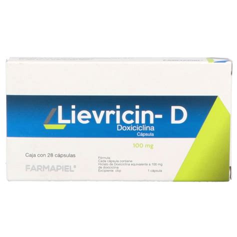 LIEVRICIN-D DOXICILINA 28 CÁPSULAS 100MG TRATAMIENTO PARA ACNÉ Y ...