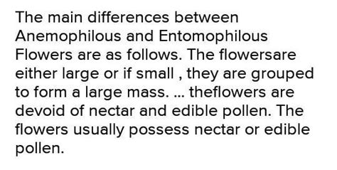 What is the difference between entomophily and anemophliy of nature of ...