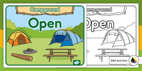 Campground Dramatic Play Open Sign (teacher made) - Twinkl