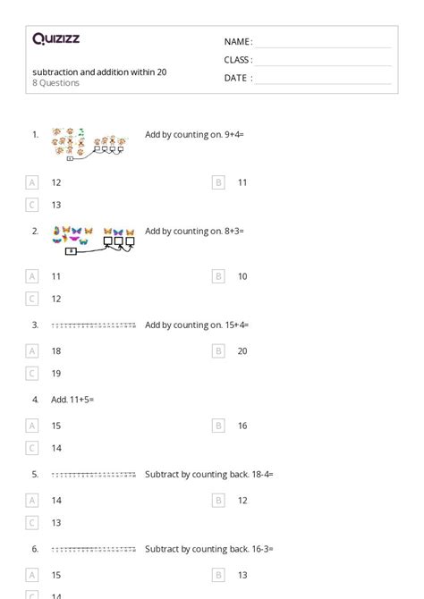 50+ Subtraction and Counting Back worksheets on Quizizz | Free & Printable