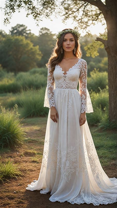 Bohemian Ethereal Bridal Gown in 2025 | Bell sleeve wedding dress, Boho bridal dress, Rustic ... - ethereal wedding dress