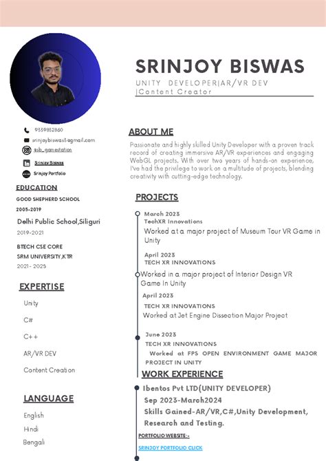 Srinjoy Resume (2) - Yes - June 2023 TECH XR INNOVATIONS Worked at FPS ...