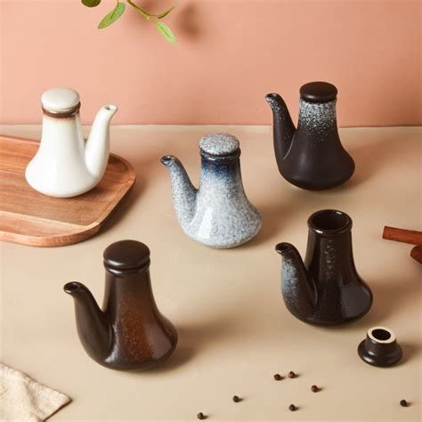 Galaxy Stone Pottery Soy Pot Black 150ml Online - Premium Oil Bottle ...
