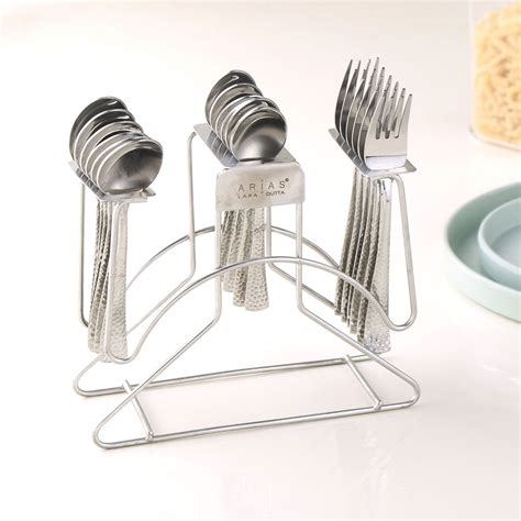 Arias by Lara Dutta Vintage Hammer Stainless Steel Cutlery Set with St ...
