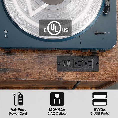 Buy TC-HOMENY Record Player Stand, Double Wide Turntable Stand with ...
