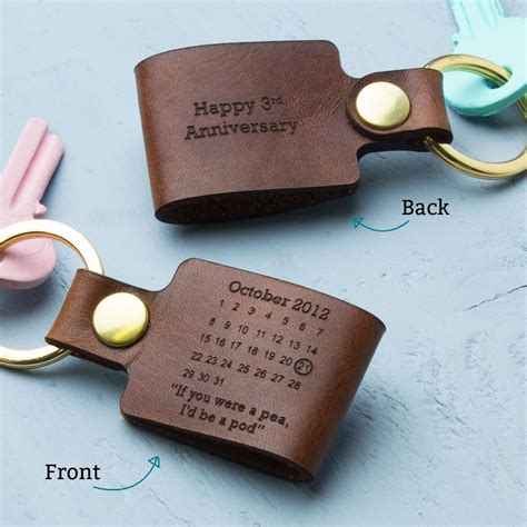 Personalised Third Anniversary Leather Keyring | Create Gift Love ...