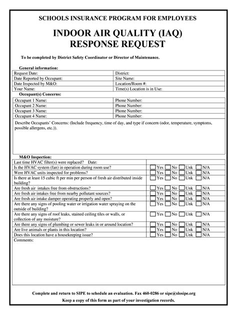 Fillable Online FORM - Indoor Air Quality (IAQ) Response Request.docx ...