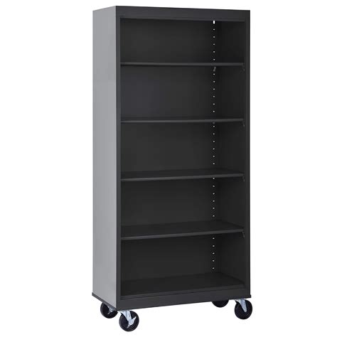 Sandusky Lee BM40361872-09 Black Steel Mobile Bookcase, 4 Adjustable ...