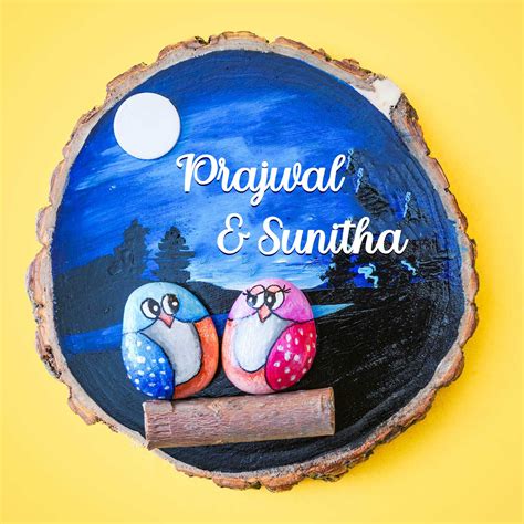 Buy Personalized Pebble Owl Wall Decor for Couples Online On Zwende