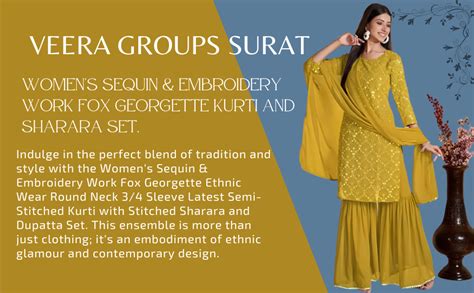 Buy VEERA GROUPS SURAT Women's Sequence & Embroidery Work Fox Georgette ...