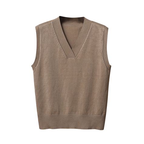 AherBiu Womens V Neck Vests Fall Casual Sleeveless Sweaters Ribble Knit ...