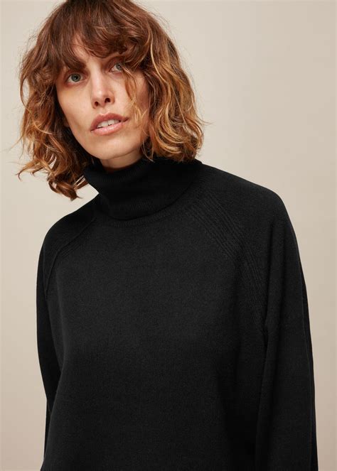 Black Cashmere Roll Neck Sweater | WHISTLES | Whistles UK