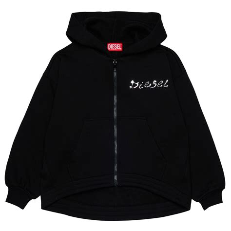 Diesel – Girls Black Zip-Up Logo-Print Hoodies – Little Tags Luxury