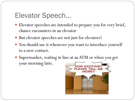 Image result for Elevator Speech Examples